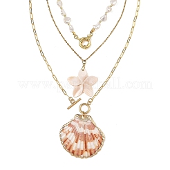 Set di collana con ciondolo a forma di fiore in conchiglia naturale&nbsp;NJEW-JN06509