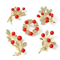 5 Stück 5 Stile Legierung Strass Brosche&nbsp;JEWB-CJ0001-09