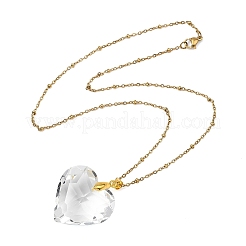 Valentinstags-Halskette mit facettiertem Herzanhänger aus Klarglas und Satellitenkette aus Edelstahl 304 für Damen&nbsp;NJEW-JN06074-01