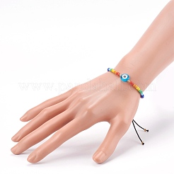 Bracciali di perline intrecciate con cordino in nylon regolabile arcobaleno&nbsp;BJEW-JB06021