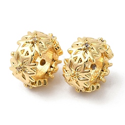 Perles européennes rondelles en laiton micro-pavé de zircone cubique&nbsp;KK-P234-36G