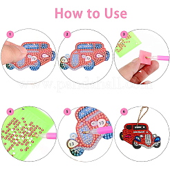Diy autos diamantmalerei schlüsselanhänger kits&nbsp;DIY-WH0182-16