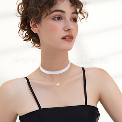 Collier ras du cou double couche avec pendentif lettre en alliage émaillé&nbsp;NJEW-TAC0035