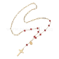 3 collier de perles rondes en cornaline naturelle&nbsp;NJEW-JN05574