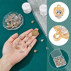 60 Stück 10 Stile Legierung klare Zirkonia Charms&nbsp;ZIRC-FH0001-46