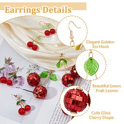 4 par de pendientes colgantes de cereza de espuma&nbsp;EJEW-FI0002-88