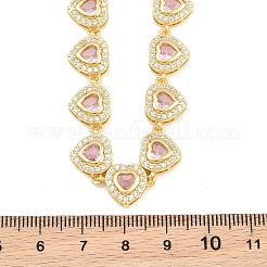 Collane tennis a forma di cuore con pavé di zirconi rosa in ottone&nbsp;KK-CBA4547-17B-G