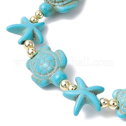 Bracelets extensibles en perles de turquoise synthétique pour hommes et femmes&nbsp;BJEW-JB11762-02