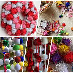 32 palla di pompon in pelliccia sintetica con paillettes morbide&nbsp;DIY-SC0033-96C