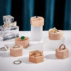 6 Stück 3 Stile Holz Fingerring Displayständer&nbsp;RDIS-OC0001-04