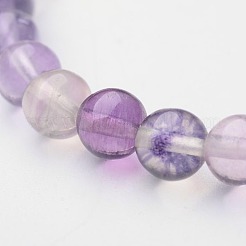 Bracelets extensibles en perles rondes de fluorite naturelle&nbsp;BJEW-F202-05