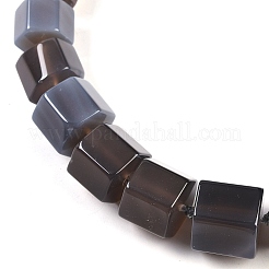 Collares de cuentas graduadas con prismas hexagonales de ágata gris natural para mujeres y hombres&nbsp;NJEW-K388-03K