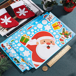 8 feuilles 8 styles d'autocollants statiques en pvc sur le thème de Noël&nbsp;STIC-GF0001-15