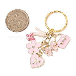 Porte-clés fleur avec sac en alliage émaillé&nbsp;KEYC-JKC01446