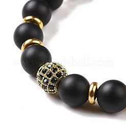 3 Stück Stretch-Armband-Set aus natürlich gefärbten und erhitzten schwarzen Achat- und Kokosnussperlen&nbsp;BJEW-JB08933