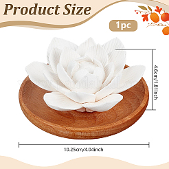 Difusor de aromaterapia de porcelana con flor de loto y base de madera.&nbsp;DJEW-WH0077-05B