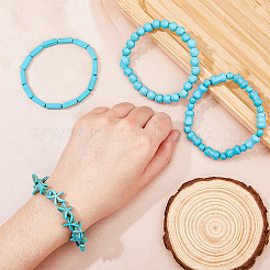 Set di braccialetti elasticizzati con perline turchesi sintetiche da 4 pz&nbsp;BJEW-FI0001-82