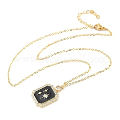 Colliers à pendentif rectangulaire en laiton micro pavé de zircone cubique transparente émaillée pour femmes&nbsp;NJEW-S449-03B-G