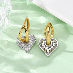 Boucles d'oreilles créoles en laiton zircon cubique micro pavé&nbsp;EJEW-D322-08PG-02
