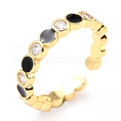 Bagues réglables en émail en laiton plaqué 18k or véritable&nbsp;RJEW-L071-22G
