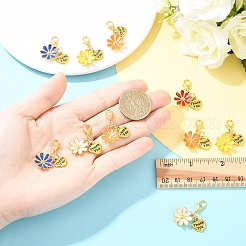 10 pendentif décoratif en alliage émaillé en forme de fleur&nbsp;HJEW-YW00273