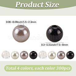 1200 pièce de perles rondes imitation plastique ABS de 4 styles&nbsp;DIY-SP0004-66
