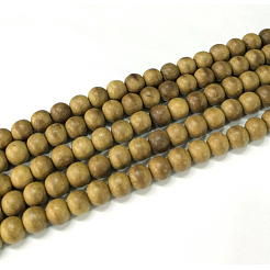 Brins de perles en bois de camphre naturel&nbsp;WOOD-P011-08-4mm