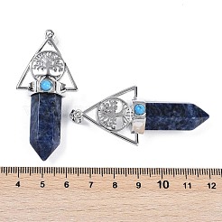 Pendentifs de grande taille en forme de balle pointue à facettes en sodalite naturelle&nbsp;G-H076-02P-013