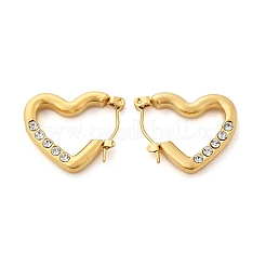 Pendientes de aro con forma de corazón de circonita cúbica transparente micropavé de acero inoxidable 304&nbsp;EJEW-V016-06G-01