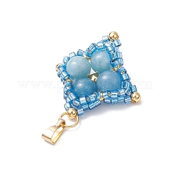 Colgantes de estrella con cuentas de vidrio y cuarzo azul natural teñido&nbsp;PALLOY-MZ00692-01
