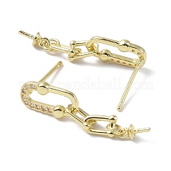 Latón con fornituras para aretes de circonio cúbico&nbsp;KK-B087-07G