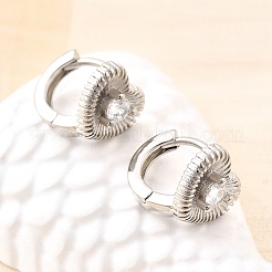 Herz Messing Micro Pave Creolen aus klarem Zirkonia&nbsp;EJEW-Z121-05P