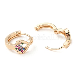 Boucles d'oreilles créoles en laiton plaqué micro pavé coloré en zircone cubique pour femmes&nbsp;EJEW-P238-05KCG