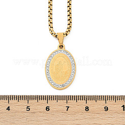 Collane con catena a maglie ovali con ciondolo in zirconi cubici trasparenti micro pavé in acciaio inossidabile 201 per uomo&nbsp;NJEW-S387-02G