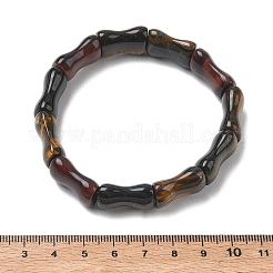 Braccialetti elastici in bambù con perline naturali occhio di tigre per uomo e donna&nbsp;BJEW-K304-01I