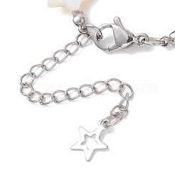 Bracelet à maillons en coquillage blanc naturel avec étoile et lune (2 pièce)&nbsp;BJEW-JB13283