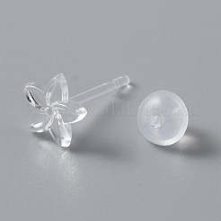 Piccoli orecchini a bottone con fiore in resina con dado per le orecchie da donna&nbsp;EJEW-WH0012-003B