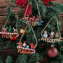 Panneau de porte en bois décoratif de noël de style 8pcs 8&nbsp;FIND-SZ0005-74