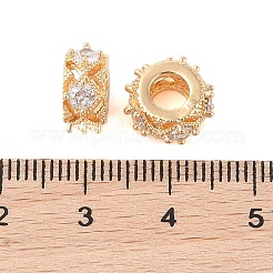 Ausgehöhlte Messing-Mikropflaster-Perlen mit klarem Zirkonia&nbsp;KK-B100-024G