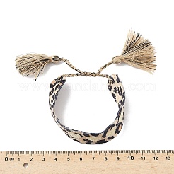 Verstellbare Armbänder aus Polyesterkordel mit Leopardenmuster&nbsp;LS-BJEW-B127-01C