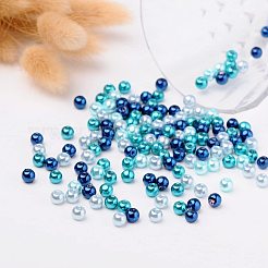 Perles de perles en verre nacré de couleur bleu mélangé de 6mm pour la fabrication de bijoux&nbsp;HY-PH0006-6mm-03