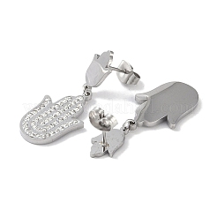 Boucles d'oreilles pendantes en acier inoxydable 304 avec strass et argile polymère&nbsp;EJEW-L283-012P