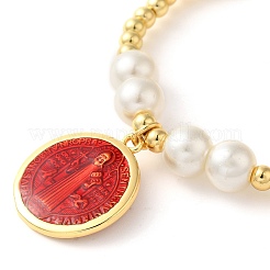 Bracciale regolabile piatto rotondo con ciondoli della vergine santa&nbsp;BJEW-Z073-01G-03