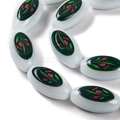 Stampa di perle ovali di vetro per la realizzazione di collane e bracciali&nbsp;GLAA-B020-01A-05