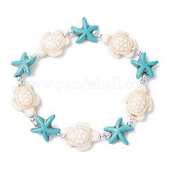 Pulseras elásticas con cuentas de turquesa sintética para hombres y mujeres&nbsp;BJEW-JB11760-02