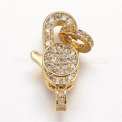 Messing-Mikro pflastern Zirkonia Karabinerverschlüsse&nbsp;ZIRC-G095-57G