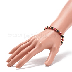 Bracciale elasticizzato con perline tonde in vetro e ferro da donna&nbsp;BJEW-JB08510-01