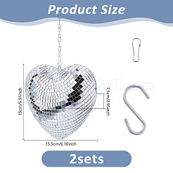 Sfera riflettente a forma di cuore in vetro a specchio&nbsp;AJEW-WH0036-123A