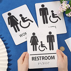 3 Stück 3 Arten rechteckige Toilettenschildaufkleber aus Aluminium&nbsp;DIY-CA0007-92