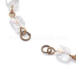 Realizzazione di braccialetti con catena a maglie quadrate con perline di vetro sfaccettato&nbsp;AJEW-JB01150-51